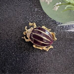 3/$18 Sparkly Gold and Purple Beetle Brooch